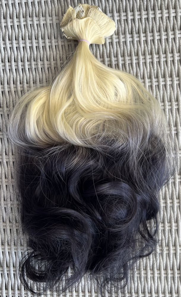 Premium Ultra włosy doczepiane, blond / czarny /ombre clip in loki