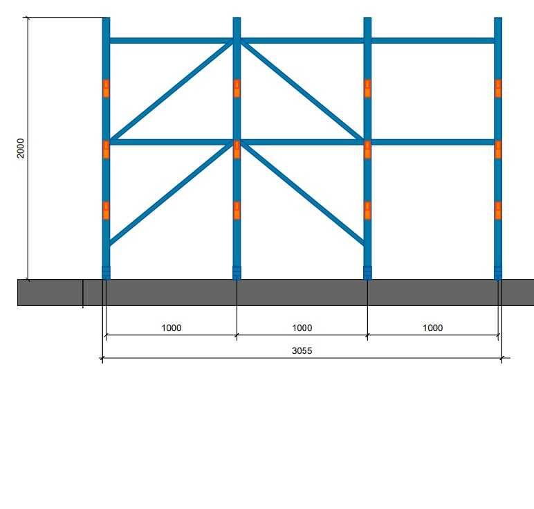 Regał wspornikowy nowy 2m x 3m x 0,6m - 4 kolumny