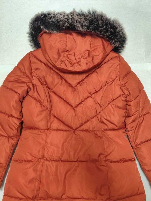 Яркий Коралловый Пуховик Парка. Размер S (42-44). См. замеры!