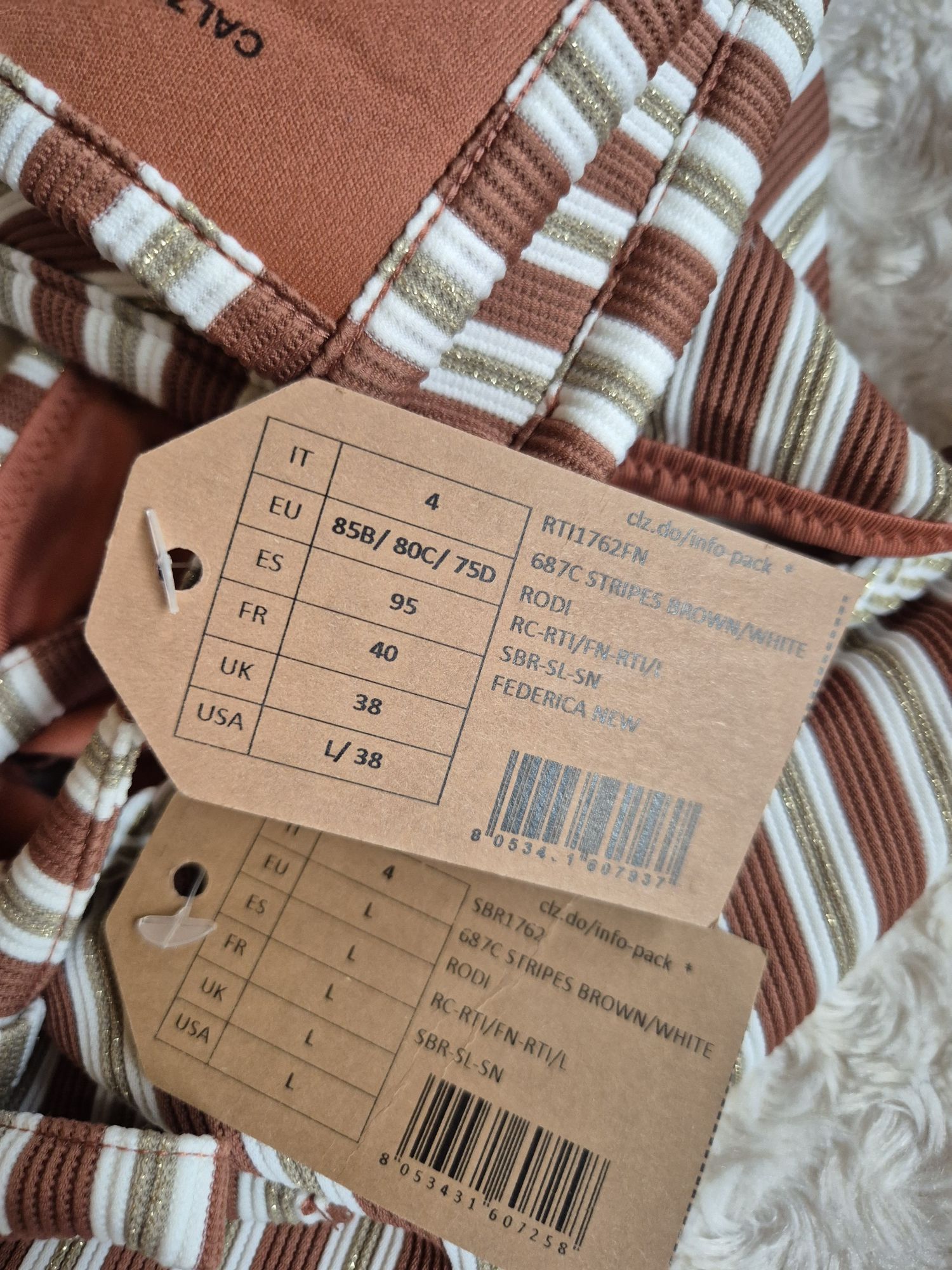 Kostium kąpielowy Calzedonia L 85B/80C/75D Rodi brązowy biały złoty