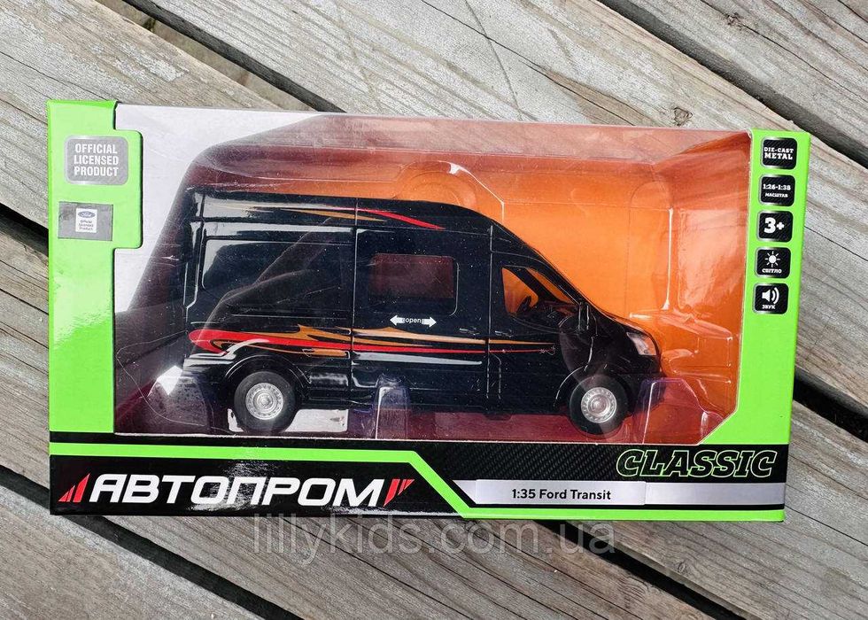 Машина металева Автопром 68453 Ford Transit 1:35, бус,мікроавтобус