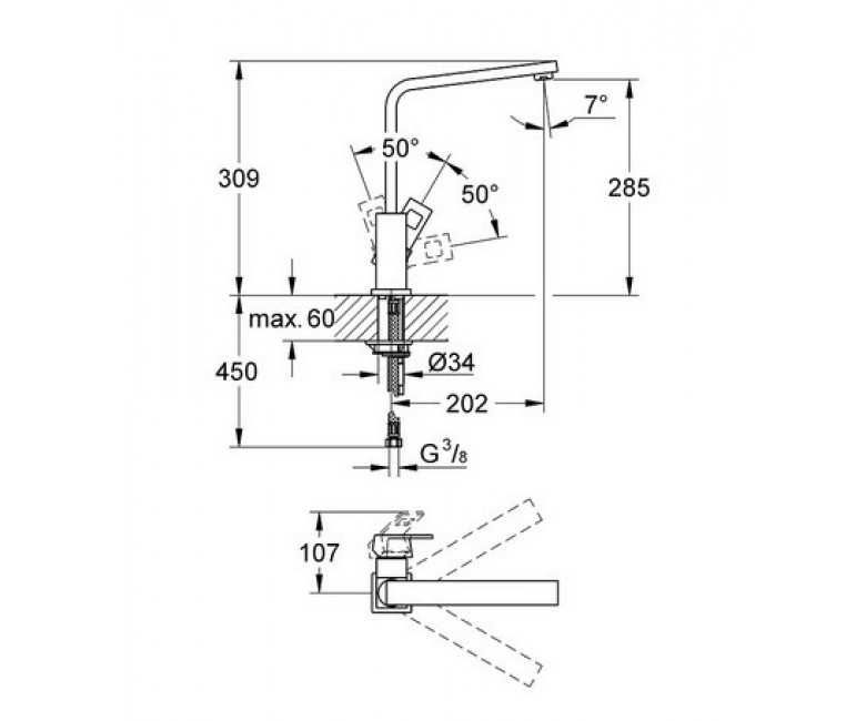 Змішувач для кухні GROHE EUROCUBE 31255DC0