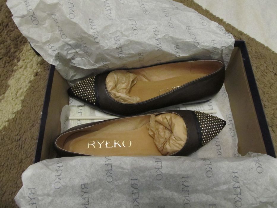 Baleriny Ryłko 37 brązowo-czarne - Nowe