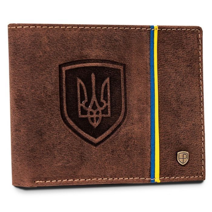 nubukowy portfel męski z godłem ukrainy - peterson