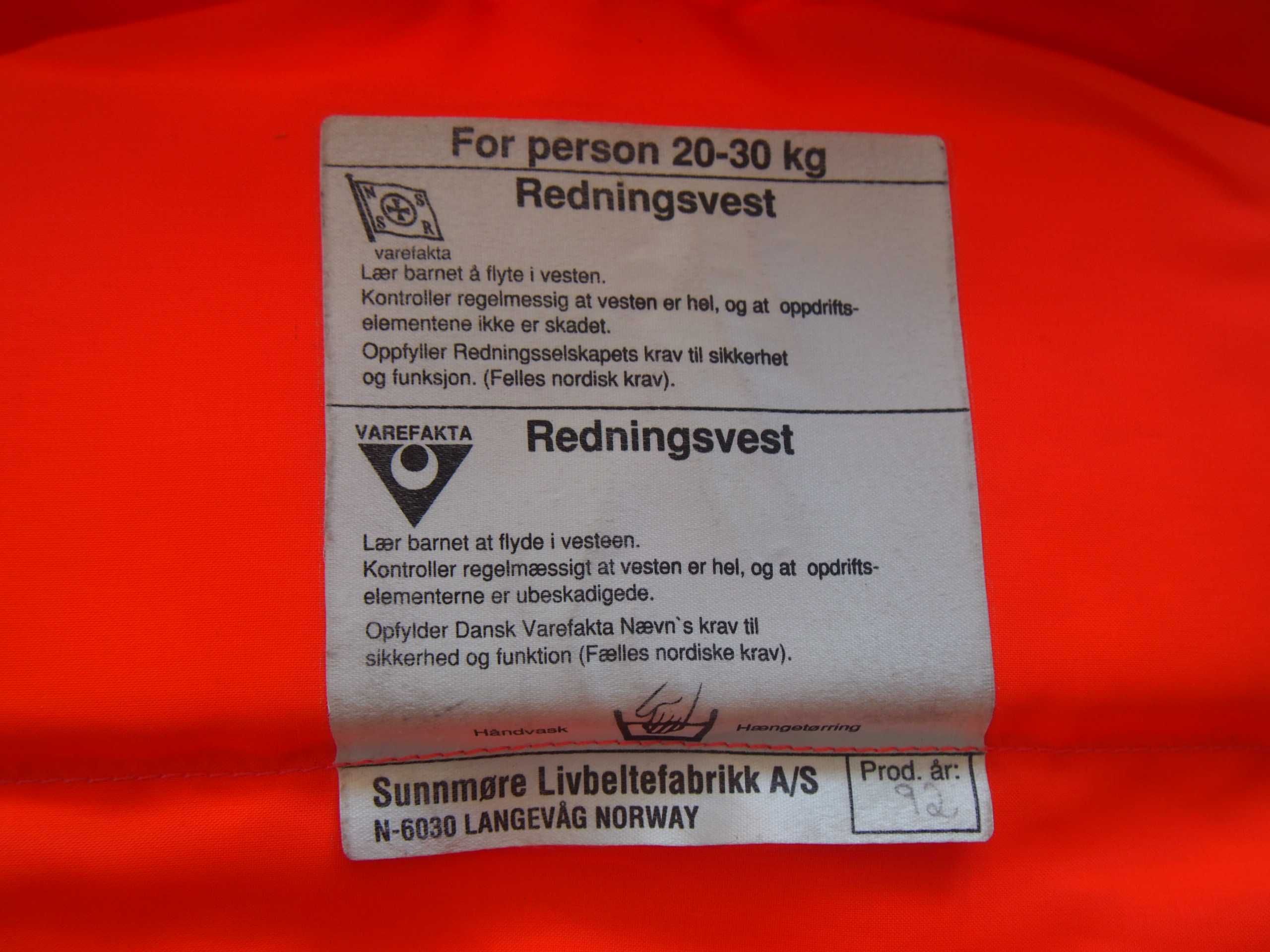 Kamizelka ratunkowa kapok 20-30 kg