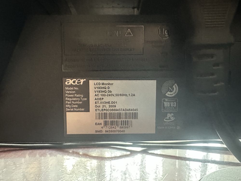 Манітор Acer V193HQV