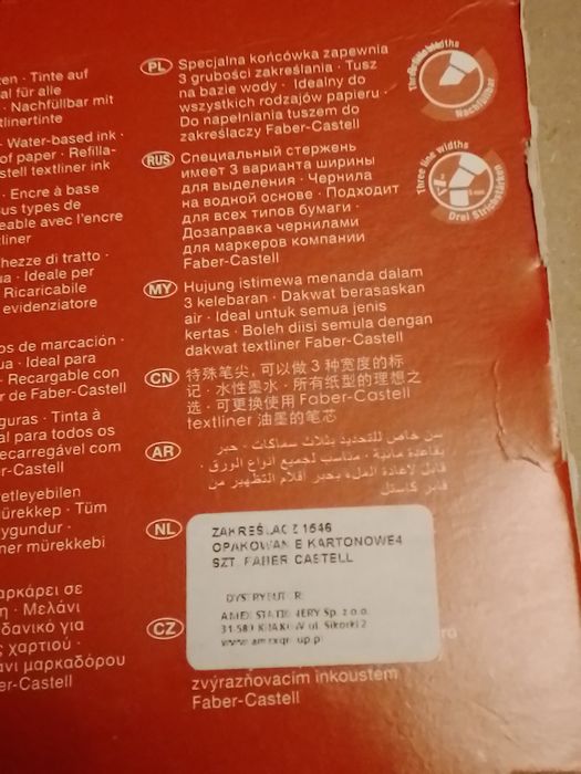 Faber castell zakreślacz 4 sztuki trzy grubości zakreślania