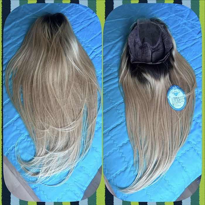 Натуральный парик славянка детские волосы с имитацией кожи блонд 70 см