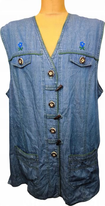 C&a jeansowa bawarska tyrolska kamizelka dłuższa 2xl/ 3xl