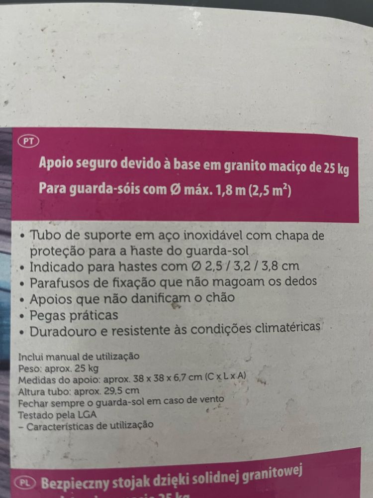 Suporte em granito para guarda - sol