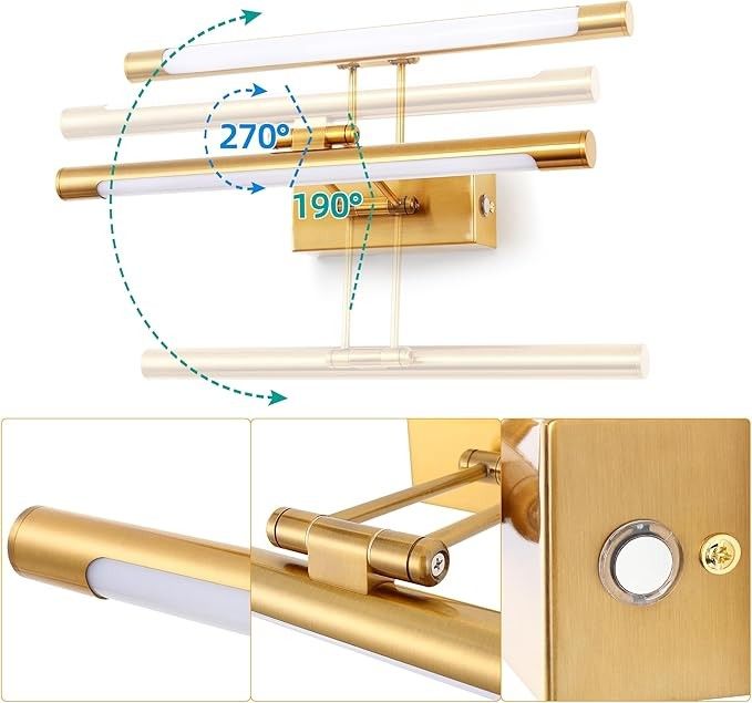 TYhogar LED lampa do lustra łazienkowego 40cm 8W Złota