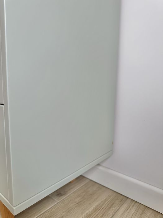 Komoda solidna 150cm z rattanem miętowa szuflady boho