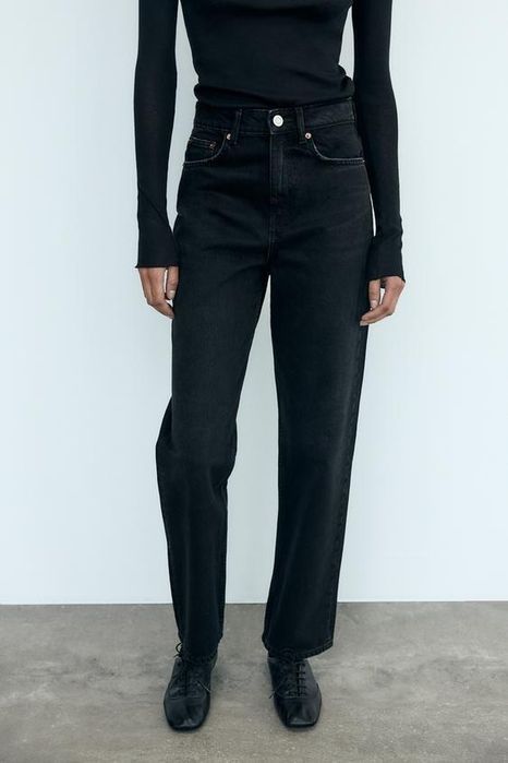 Джинси прямі , палацо чорні, молочні, сині ,сірі  Witleg 42-44 Zara