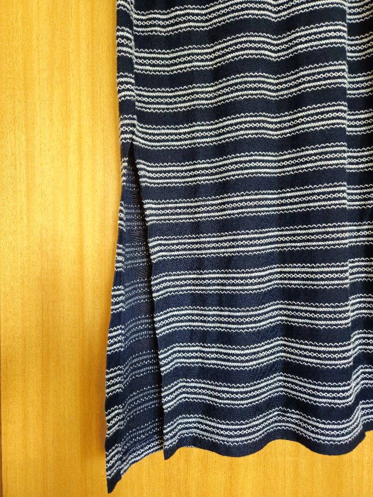 Vestido Comprido Azul e Branco Sem Mangas S Stradivarius Usado