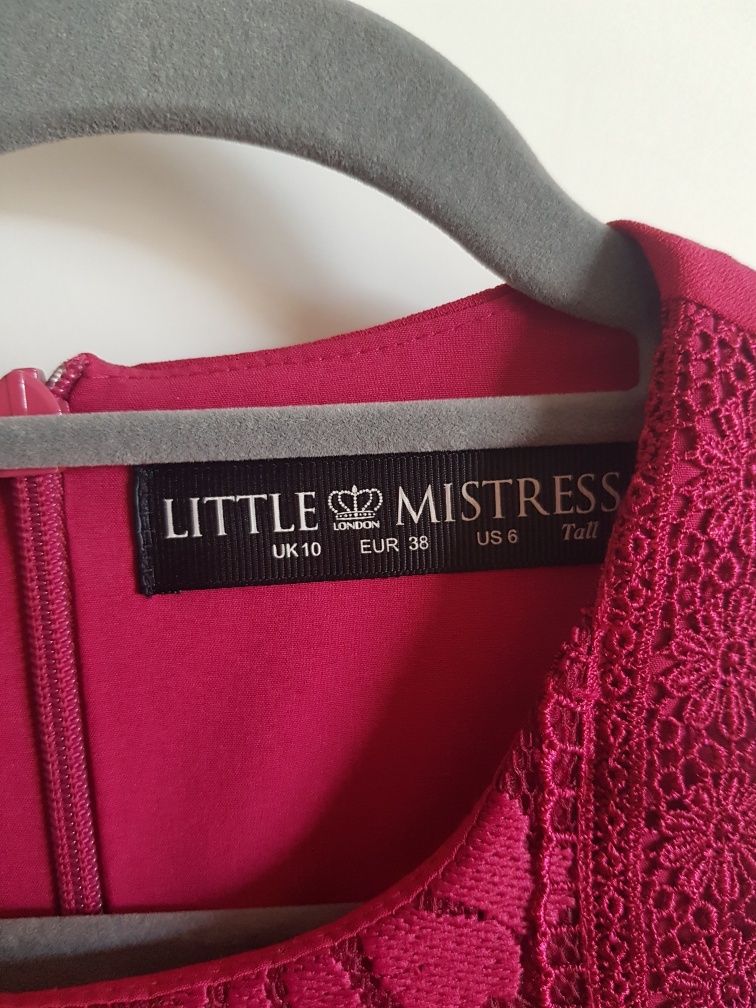 Little mistress sukienka maxi berry koronka plisy r m