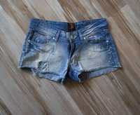 dzinsowe jeansowe krotkie spodenki shorty ombre scierane 36S 38M