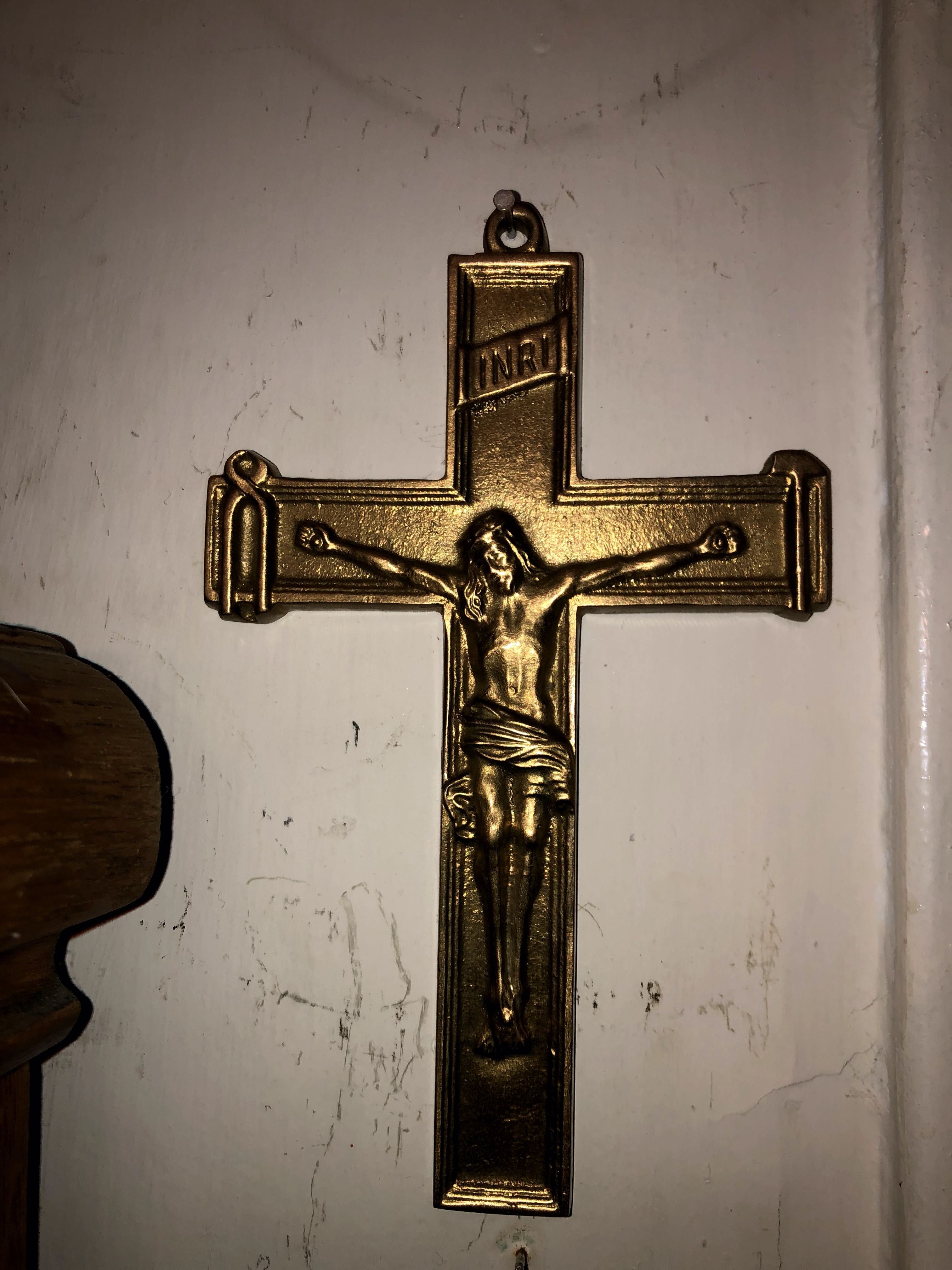 krzyż mosiądz mosiężny jezus vintage