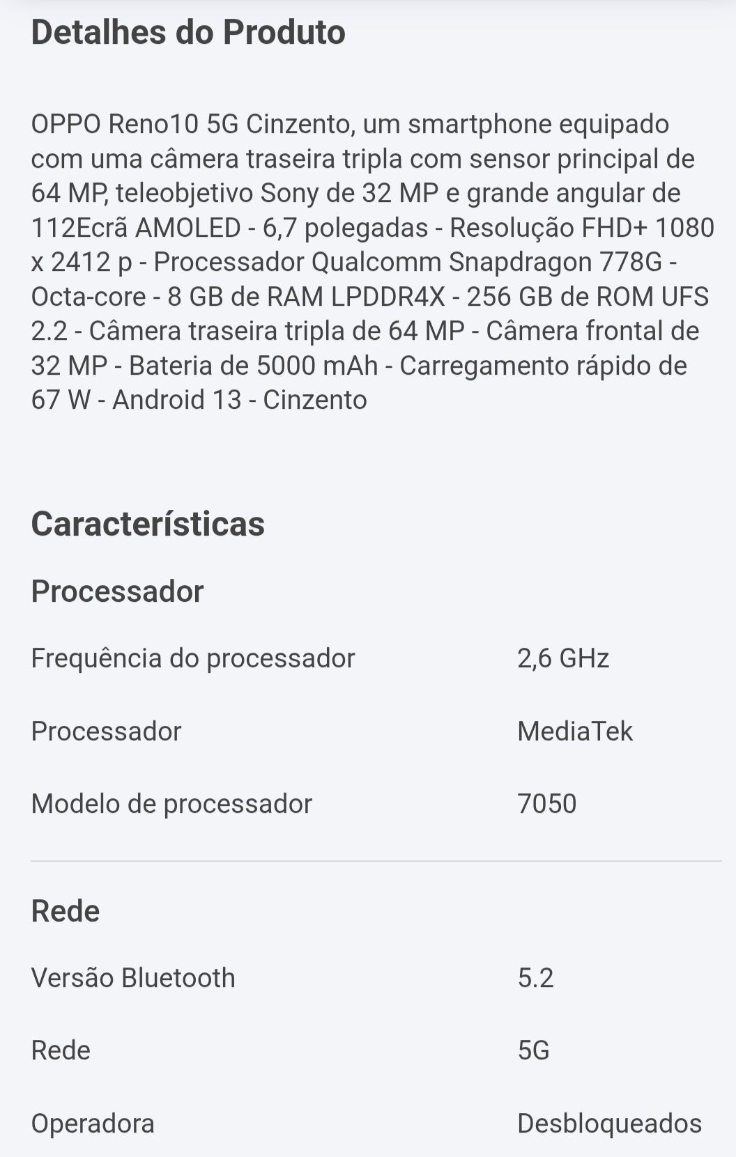 OPPO Reno 10 5G 8/16 Gb - 256Gb