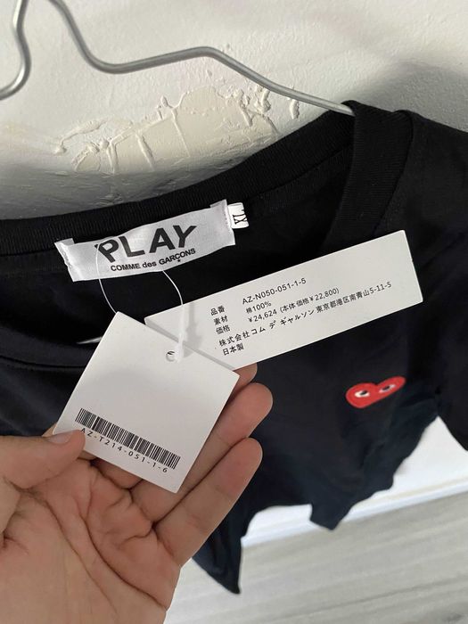CDG PLAY Red Heart Tee | Black XL | Japan Authentic