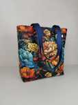 Torebka damska shopper bag handmade zamykana ekoskóra  - kwiaty 2