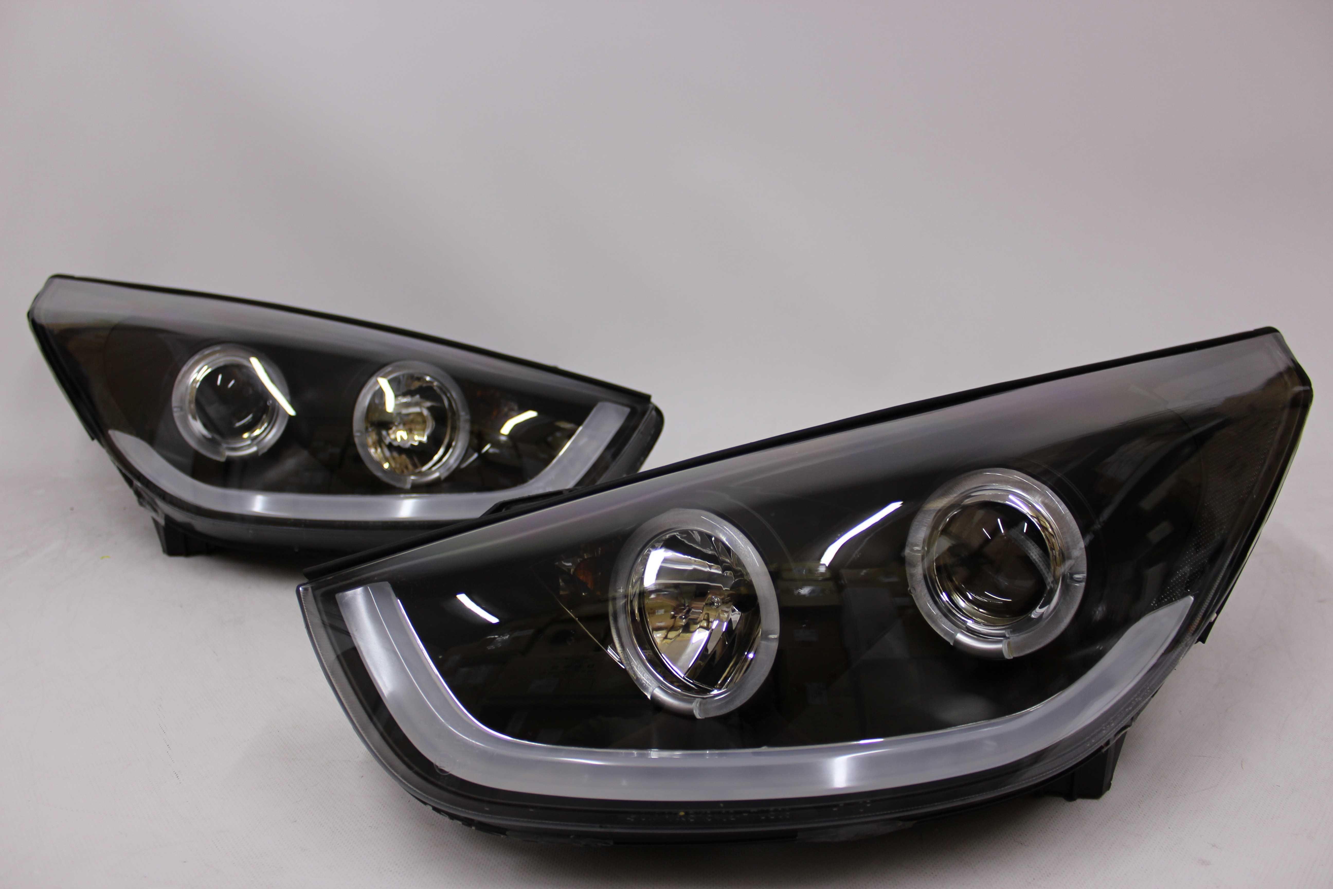 Lampy przednie przód HYUNDAI TUCSON IX35 10-13 LED BLACK RINGI IGŁA