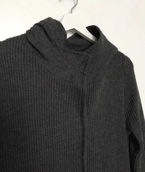 Płaszcz sweter szary wełna długi kaptur 38 M