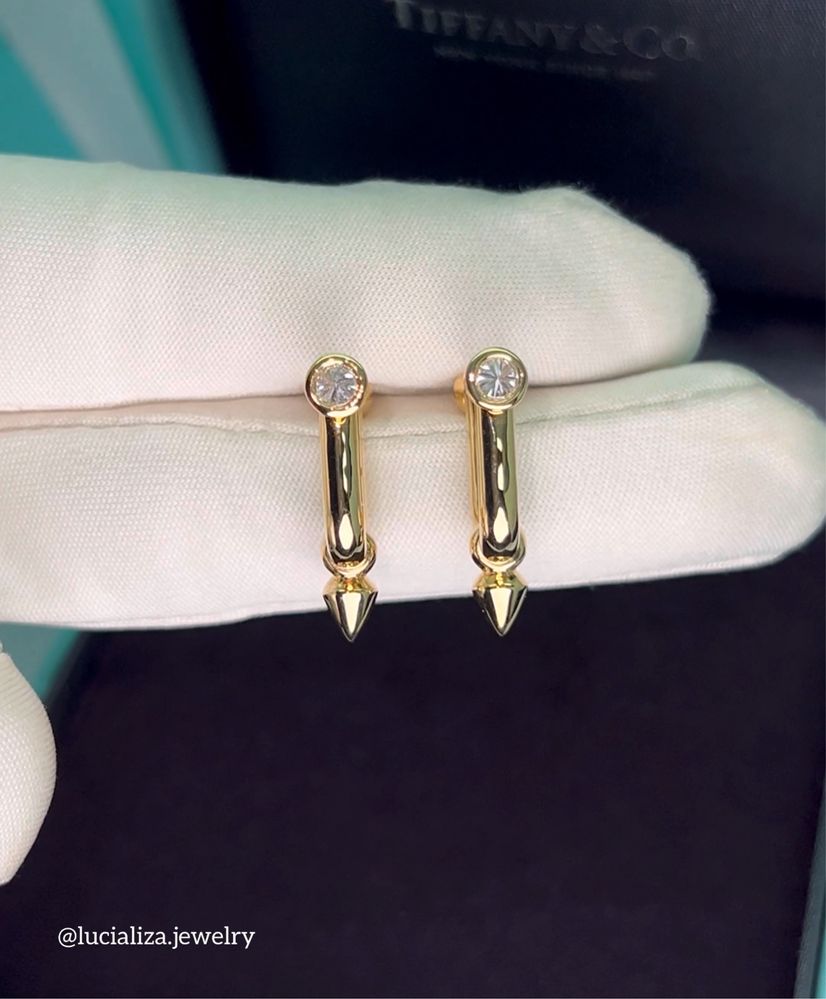 Золотые Серьги в стиле Tiffany с бриллиантами 0.37ct