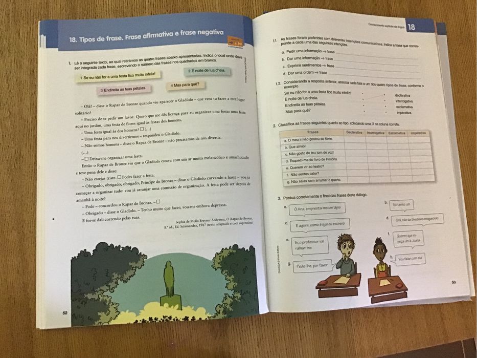 Manual, caderno de exercícios e caderno de escrita Português 5.º ano