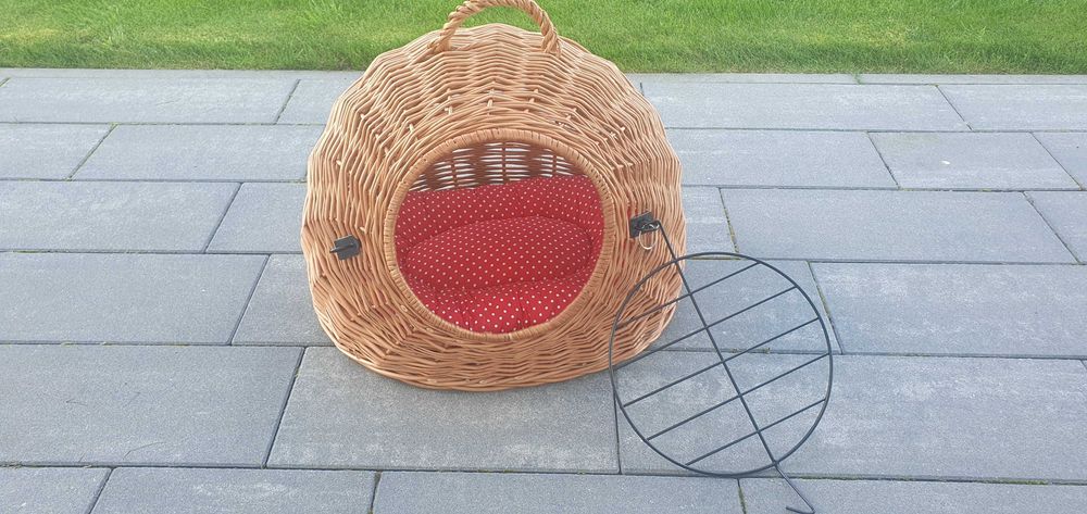 Wiklinowy kosz transporter dla psa kota z poduszką