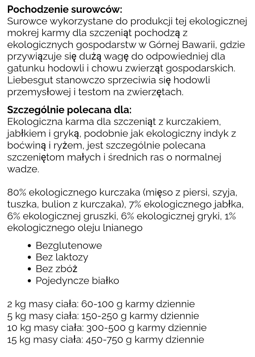 24x400g 80% Mięsa Karma Premium Liebesgut BIO dla psa tylko z ekologic