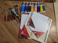 winsor newton Farby olejne i pędzle i Płótno malarskie