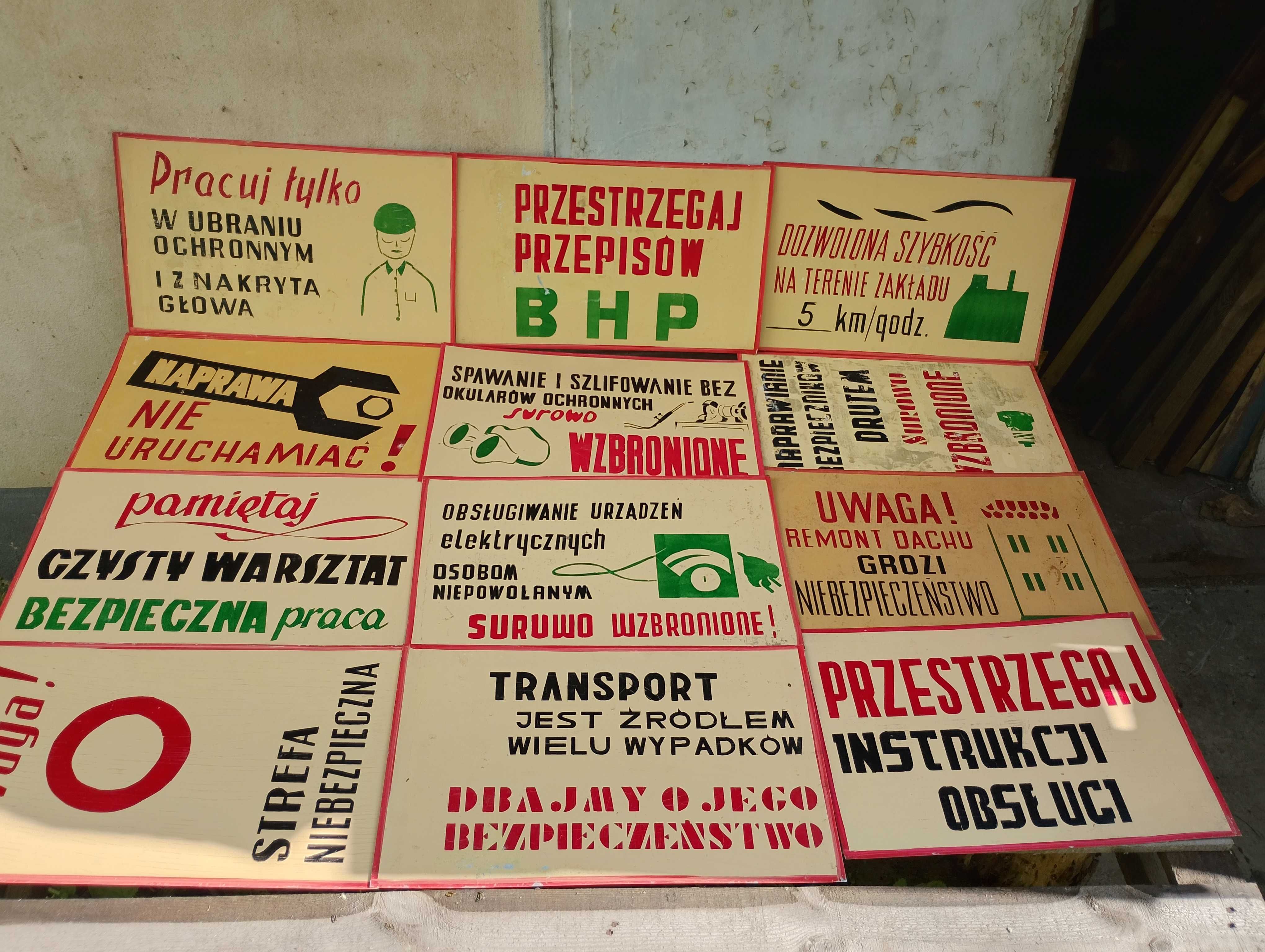Sprzedam tablice i instrukcje BHP z PRL-u