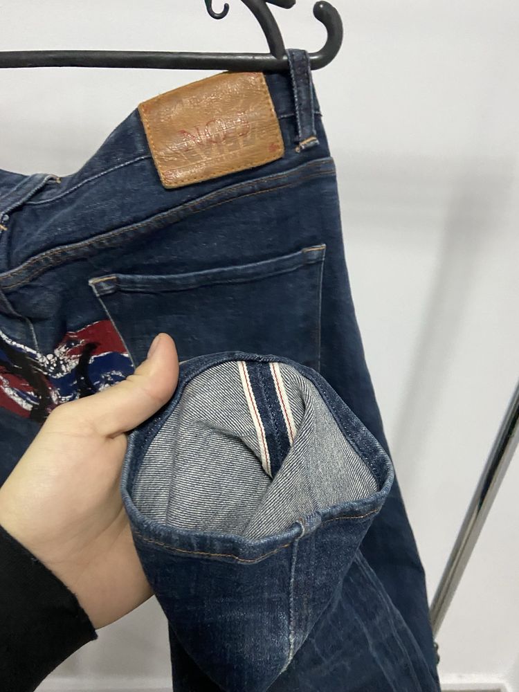 Evisu maniac джинсы большой лого принт чайка seagull штаны