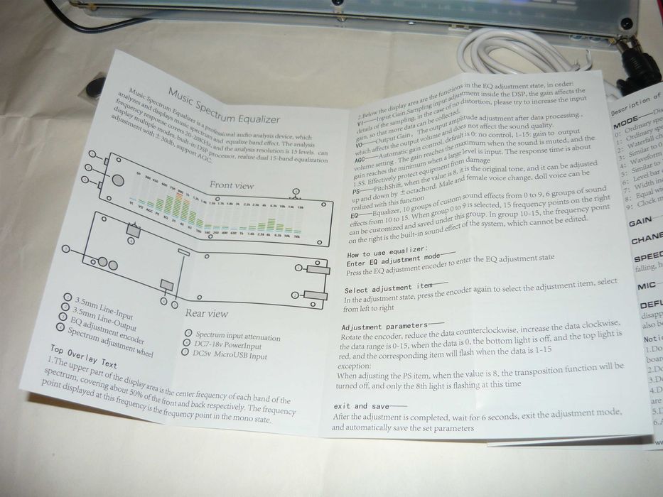 LED 25cm DSP Wskaźnik sygnału procesor + analizator spectrum  korektor