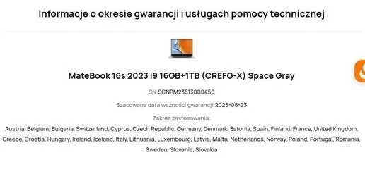 Huawei MateBook 16s 2023 i9 13900H 2k dotyk 16GB 1TB W11