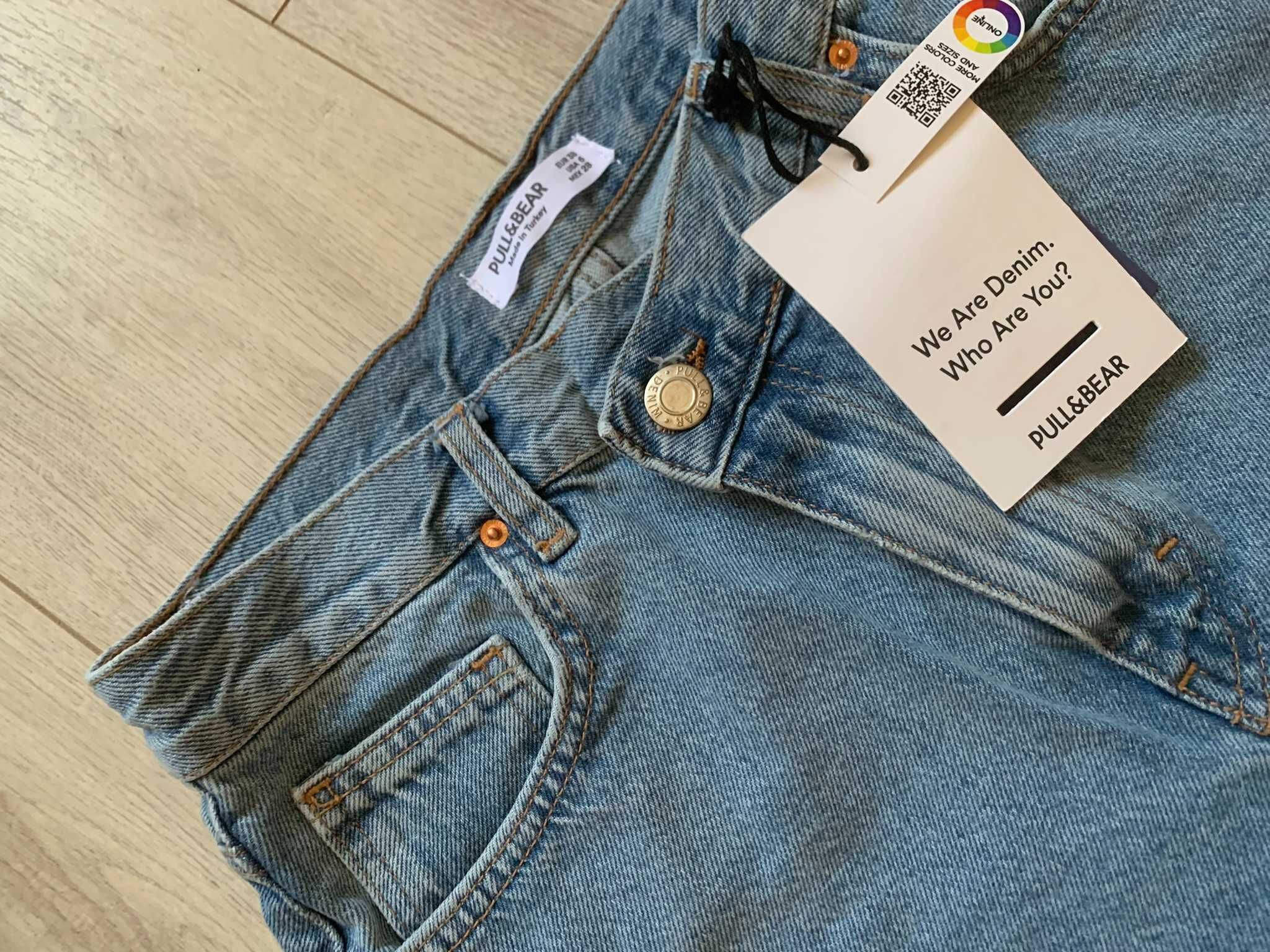 Pull & Bear jeansowe spodenki szorty asymetryczne zapięcie nowe basic