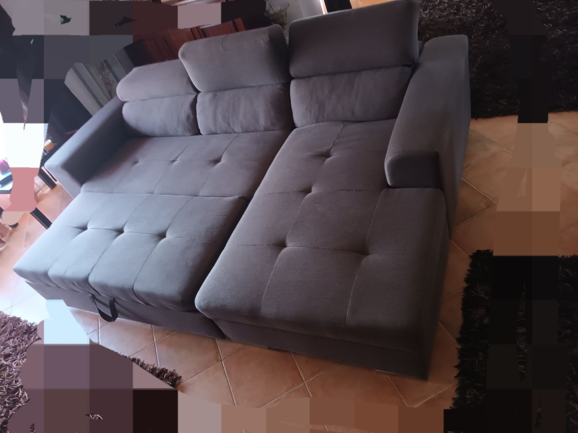 Sofá 2L+chaise longue,cama gaveta e arca/bau