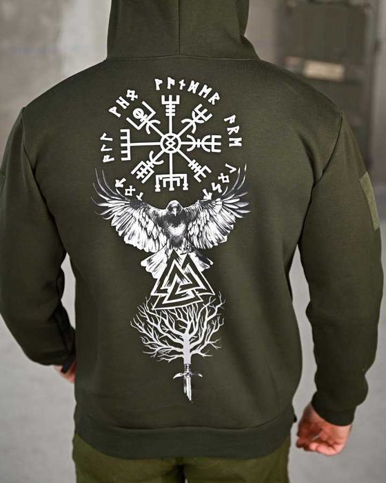 Тактичне худі Voron Валькнут олива — мілітарі стиль, без передоплати