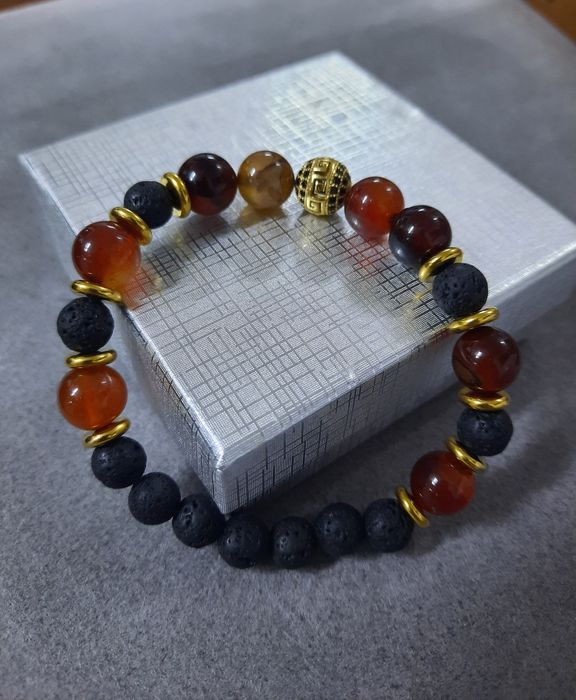 Pulseira homem aço e couro variadas