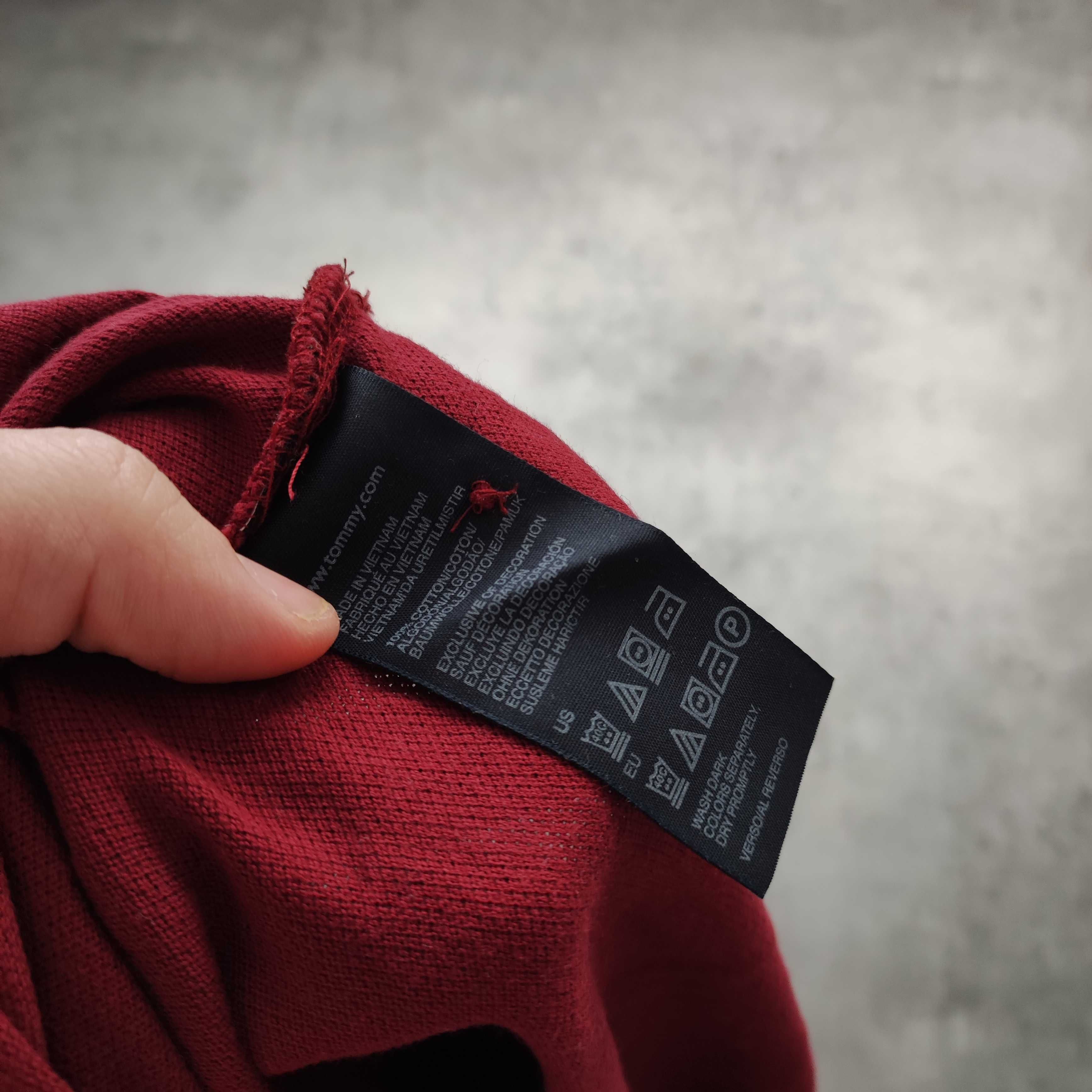 MĘSKA Koszulka Bawełna Polo Elegancka Tommy Hilfiger Bordowa PREMIUM