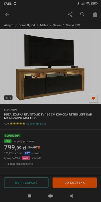 Szafka RTV Retro loft dąb mat czrny