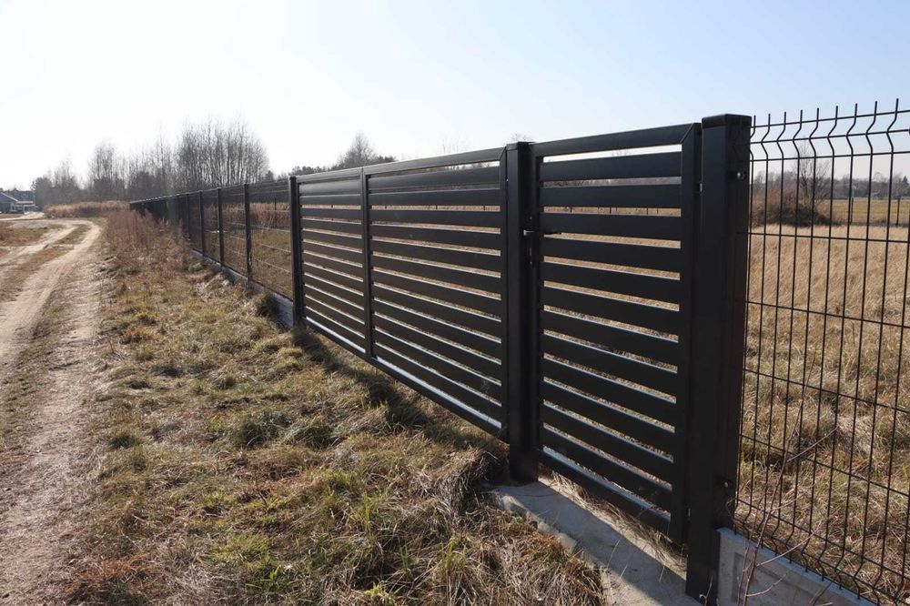 Brama wjazdowa palisadowa przesuwna + Furtka