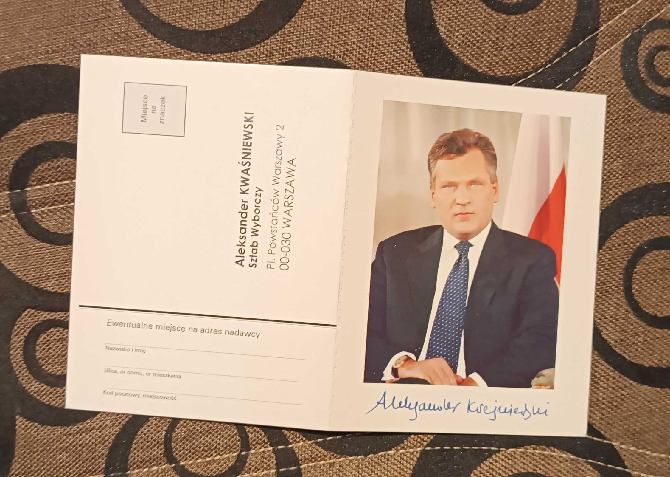 Pocztówka wyborcza dla kolekcjonera Aleksander Kwaśniewski