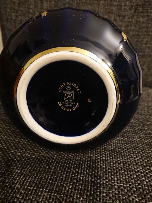 Porcelana Echt Kobalt Bavaria Germany 24Karat Gold amfora wazon