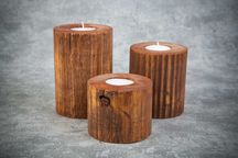 Zestaw rustykalnych świeczników tealight. Hand made