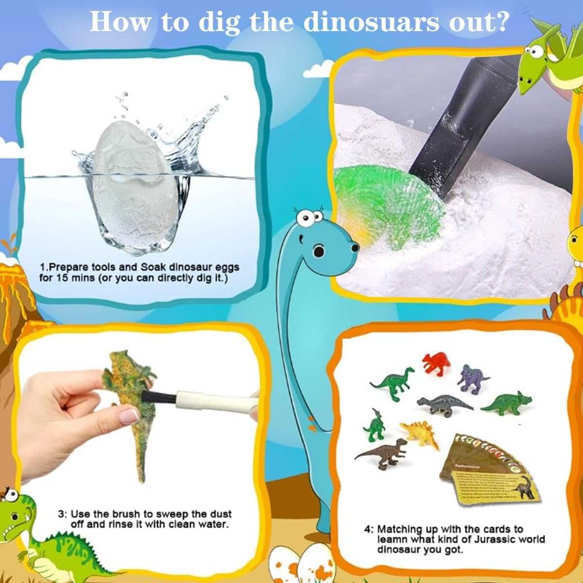 Ovos de dinossauro kit de escavação arqueologia 12 dinossauros - NOVO