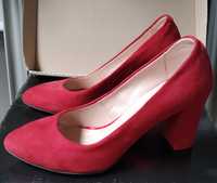Туфли женские на каблуке красные замша 38 размер
