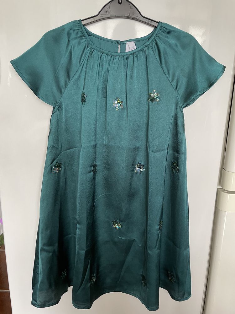 Vestido cetim verde Lft 7/8 anos NOVO