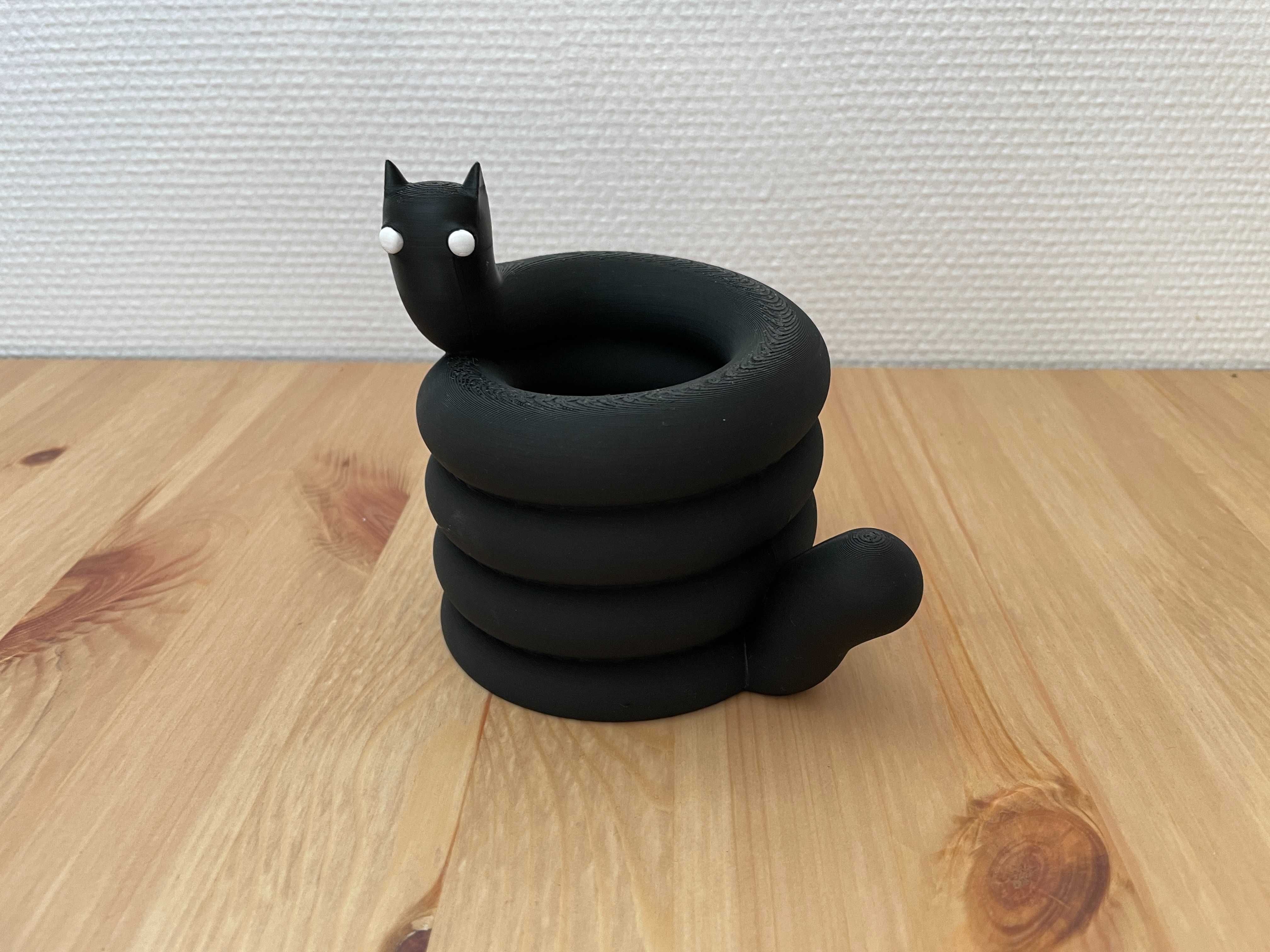 Stojak/kubek na długopisy czarny kot