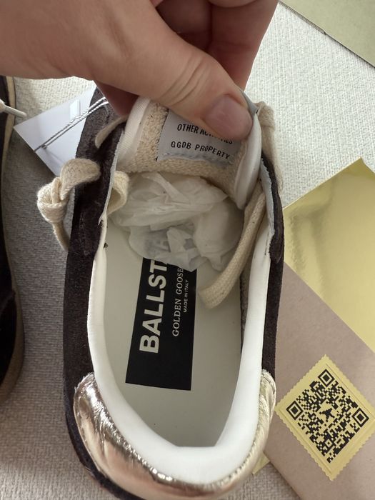 Жіночі кеди Golden Goose BALL STAR шоколадні, зірка з глітеру